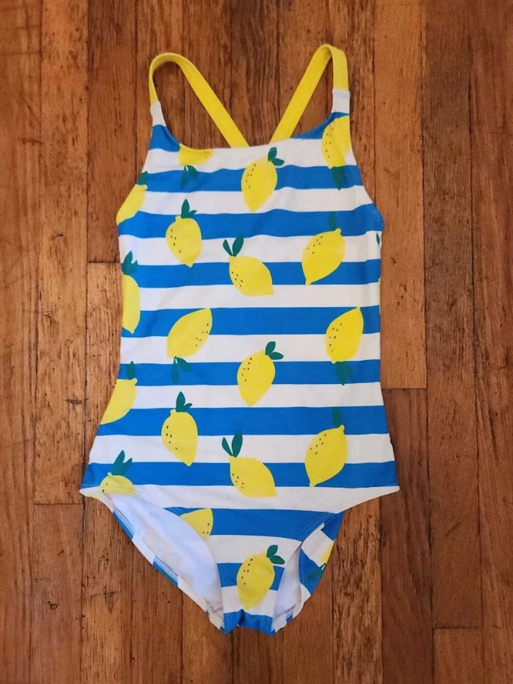 MINI BODEN Striped Lemon Print One Piece Swimsuit NEW NWT